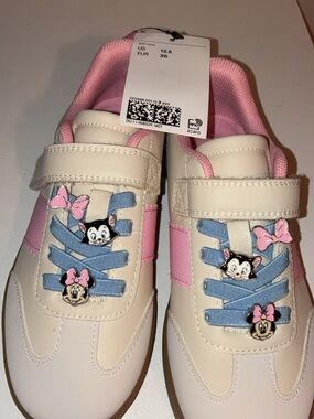 Kids Pink and Cream Character Velcro Sneakers
